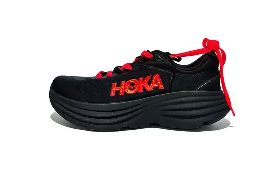 Кроссовки Bondi 8 мужские низкие черные/красные Hoka One One