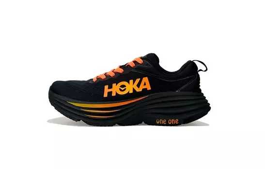 Кроссовки Bondi 8 мужские низкие черные/оранжевые Hoka One One
