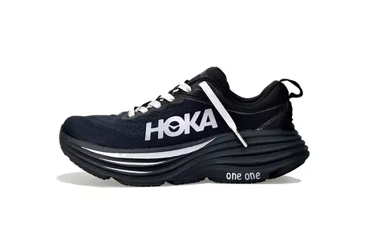Кроссовки Bondi 8 мужские низкие черные/серебристые Hoka One One