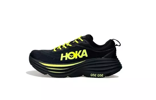 Кроссовки Bondi 8 мужские с низким верхом, черные/зеленые Hoka One One