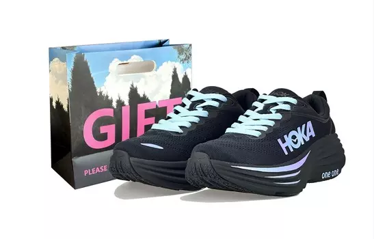 Кроссовки Bondi 8 мужские с низким верхом, черные/синие/фиолетовые Hoka One One