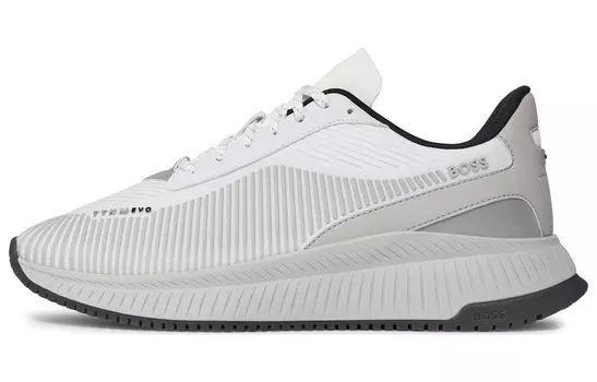 Кроссовки BOSS Logo-plaque Lace-up Sneakers, белый/черный