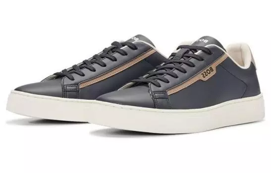 Кроссовки BOSS Rhys Tenn Lace-up Leather Sneakers, черный