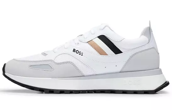 Кроссовки BOSS Striped Lace-up Sneakers, белый/серый