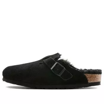 Кроссовки boston fur regular 'suede leather black' Birkenstock, черный