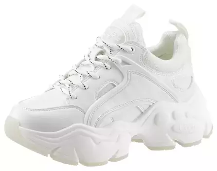 Кроссовки Buffalo "BINARY", монохромные, повседневная обувь, полуботинки, туфли на шнуровке, белый