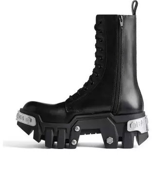 Кроссовки bulldozer lace up boots 'black matte smooth calfskin' Balenciaga, черный