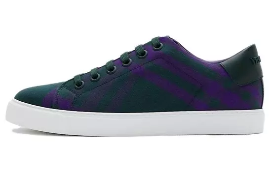 Кроссовки Burberry Checked Lace-up Sneakers, фиолетовый / зеленый