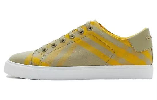 Кроссовки Burberry Checked Low-top Canvas Sneakers, зелено-желтый