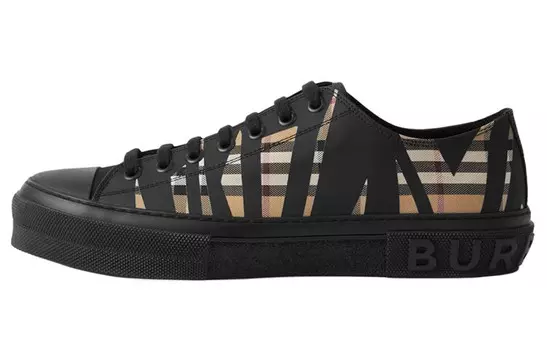 Кроссовки Burberry в полоску, черный / коричневый