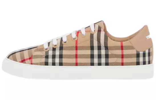Кроссовки Burberry в винтажную клетку, коричневый