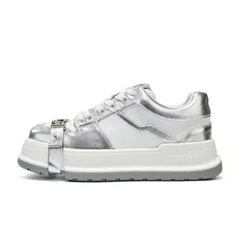 Кроссовки BURGELY Skateboarding Shoes Women's Low-top Silver/White, белый