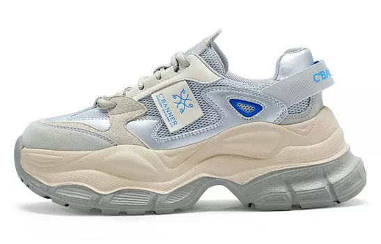 Кроссовки C°BANNER Chunky Sneakers Women's Low-top Gray/Blue, серый/синий