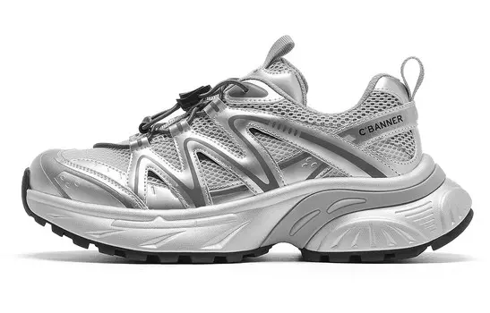Кроссовки C°BANNER Chunky Sneakers Women's Low-top Silver/Gray, серый