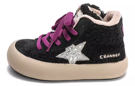 Кроссовки C°BANNER Kids Skateboarding Shoes Kids High-top Black, черный