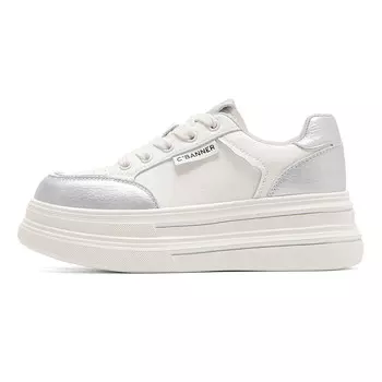 Кроссовки C°BANNER Skateboarding Shoes Women's Low-top Beige/Silver, бежевый