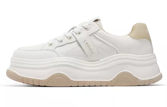 Кроссовки C°BANNER Skateboarding Shoes Women's Low-top White/Beige, бежевый