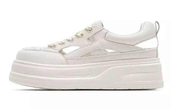 Кроссовки C°BANNER Skateboarding Shoes Women's Low-top Beige/Silver, бежевый