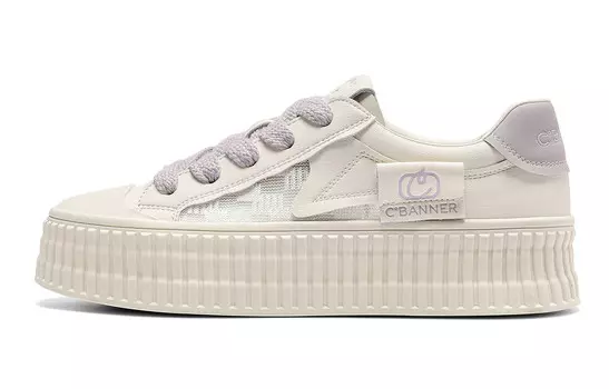 Кроссовки C°BANNER Skateboarding Shoes Women's Low-top Sail/Coconut Milk/Platinum Violet, белый/фиолетовый