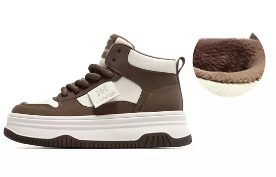 Кроссовки C°BANNER Skateboarding Shoes Women's Low-top Khaki Fleece-lined, хаки