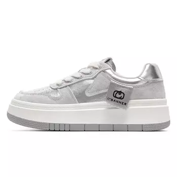 Кроссовки C°BANNER Skateboarding Shoes Women's Low-top Silver Gray, серый