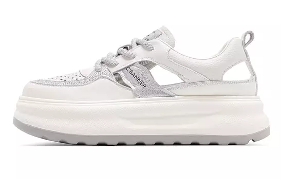 Кроссовки C°BANNER Skateboarding Shoes Women's Low-top Beige/Silver, бежевый
