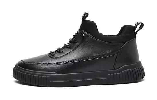 Кроссовки C°BANNER Stylish Skateboarding Shoes Men Mid-top Black, черный