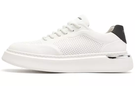 Кроссовки C°BANNER Stylish Skateboarding Shoes Men Low-top White/Black, белый/черный