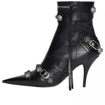 Кроссовки cagole 90mm booties 'black arena lambskin' Balenciaga, черный
