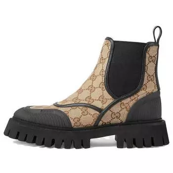 Кроссовки casual style leather logo boots 'beige black' Gucci, бежевый