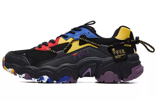 Кроссовки Cat Claw Chunky женские низкие черные/лимонно-оранжевые Fila Fusion