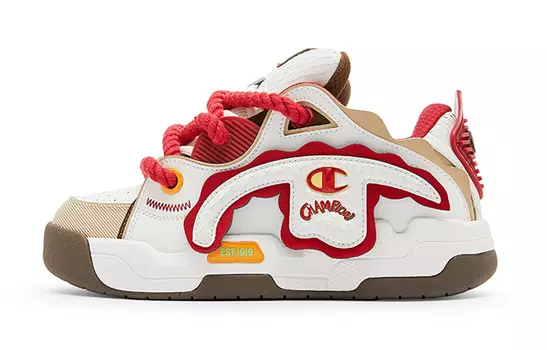 Кроссовки Champion Skateboarding Shoes Men Low-top Cream/Red, красный