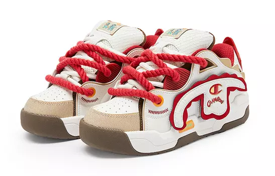 Кроссовки Champion Skateboarding Shoes Women's Low-top Cream/Red, красный