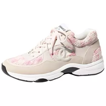 Кроссовки Chanel Casual с логотипом, бежевый / розовый