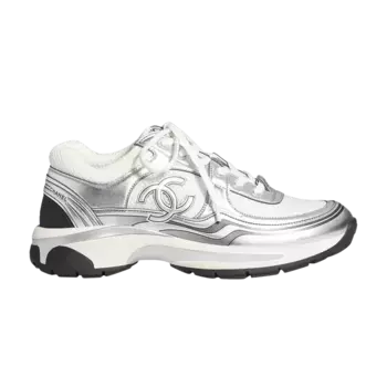 Кроссовки Chanel CC Logo Sneaker White Silver, белый