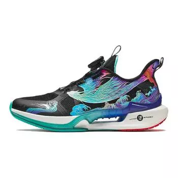 Кроссовки Chasing Wind 6th Generation Kids GS Low-top черные/флуоресцентные Aqua Green Anta Kids, зеленый