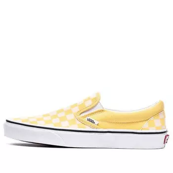 Кроссовки checkerboard classic slip-on sneakers yellow Vans, желтый