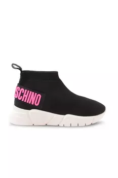 Кроссовки черные с розовой надписью "Love Moschino" для женщин/девочек, черный