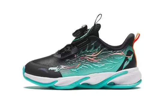 Кроссовки Chiyan Kids PS Low-top черные/флуоресцентные Aqua Green Anta Kids, зеленый