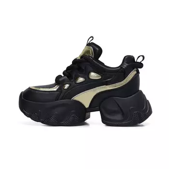 Кроссовки CHIYEANDE Chunky Sneakers Women's Low-top, черный/золотой