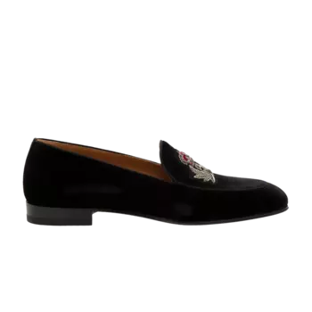 Кроссовки Christian Louboutin Crest On The Nile Flat Velvet 'Black', черный