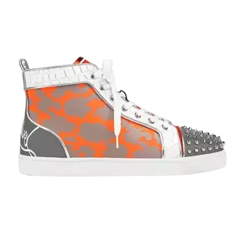 Кроссовки Christian Louboutin Fun Lou Spikes Flat High Reflex Orange Camo, оранжевый