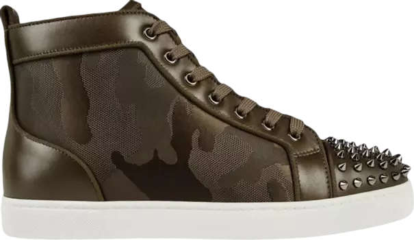 Кроссовки Christian Louboutin Lou Spikes Orlato Flat High 'Balmore Camo', зеленый