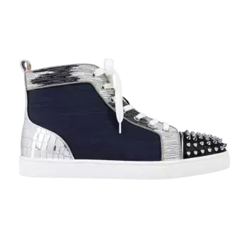 Кроссовки Christian Louboutin Lou Spikes Orlato Flat Version Marine, синий