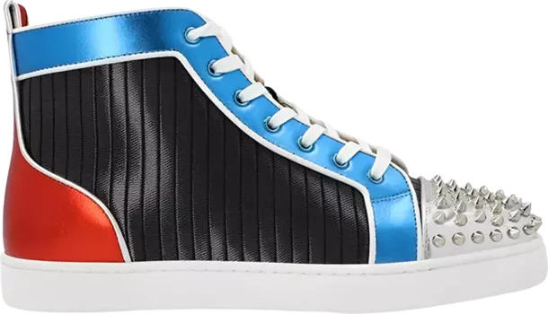 Кроссовки Christian Louboutin Lou Spikes Orlato Flat Pleated Metallic, черный