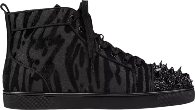 Кроссовки Christian Louboutin Louis Pik Pik Strass High 'Black Velvet Quagga', черный