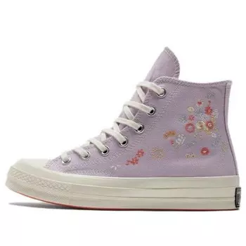 Кроссовки chuck 70 high 'embroidered floral print - pale amethyst' Converse, фиолетовый