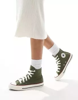 Кроссовки Chuck Taylor All star Hi с массивными шнурками зеленого цвета Converse