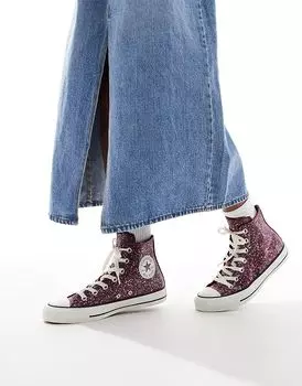 Кроссовки Chuck Taylor All Star Hi в блестящем фиолетовом цвете Converse