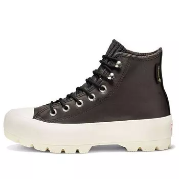 Кроссовки chuck taylor all star lugged waterproof leather high top thick sole black white Converse, черный